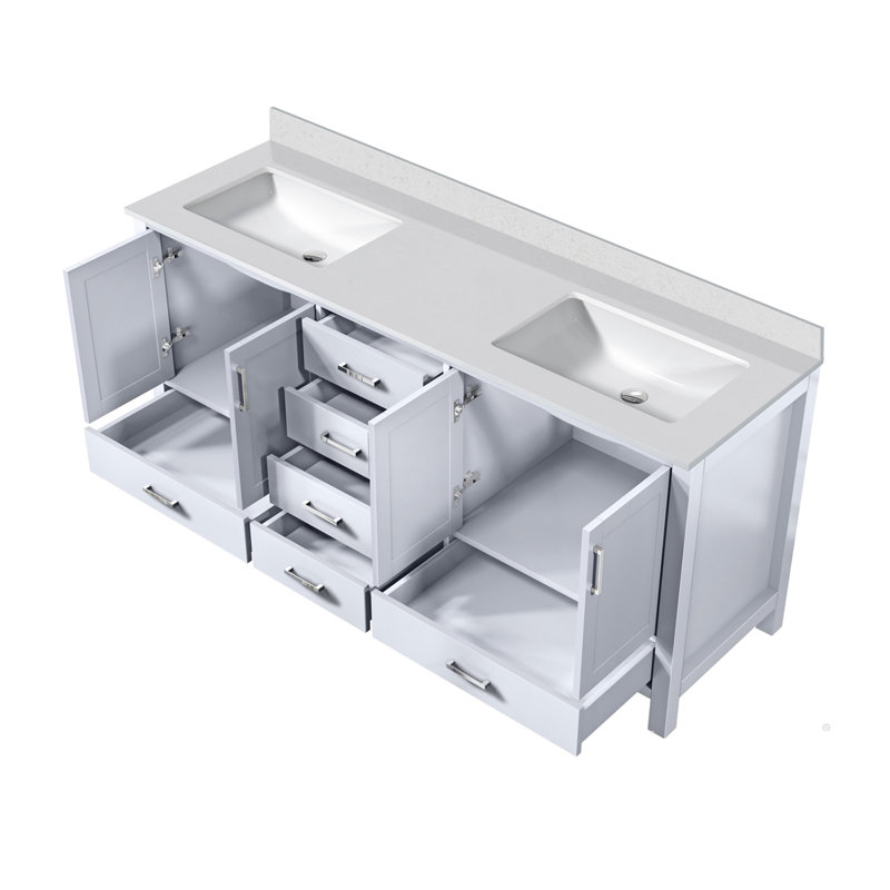 Jacques 72" White Double Vanity with Quartz Top