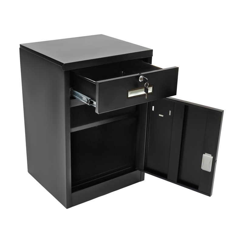 Tervel 1-Drawer Vertical Filing Cabinet with Locks, Black