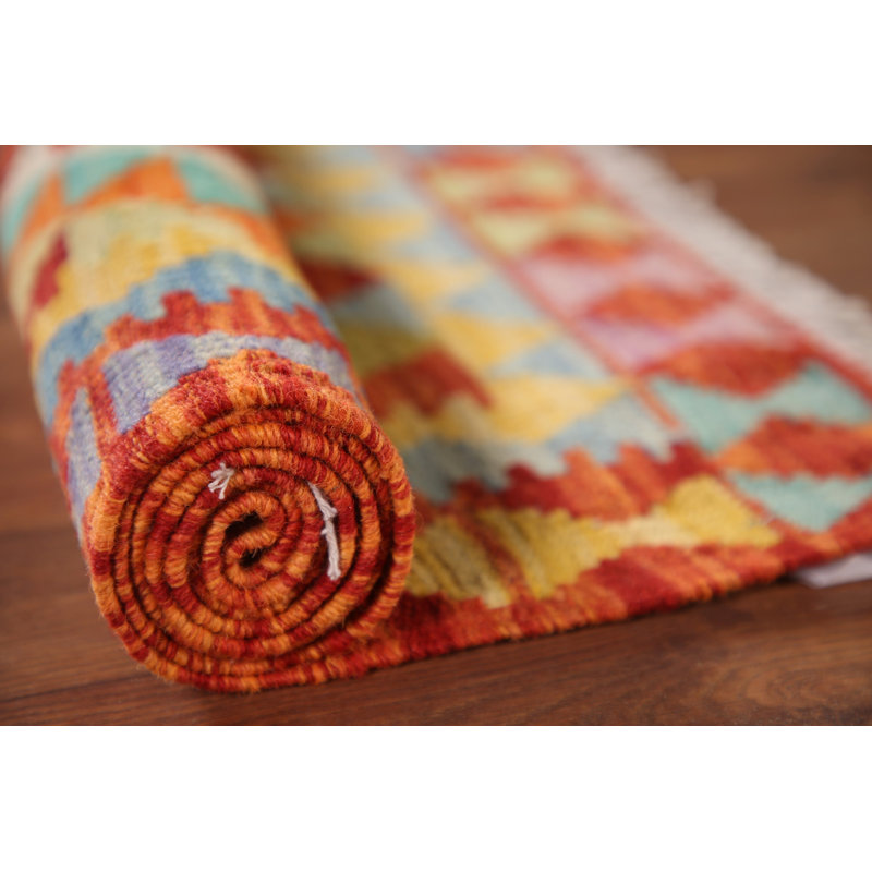 Geometric Wool Kilim Oriental Rug 3x4