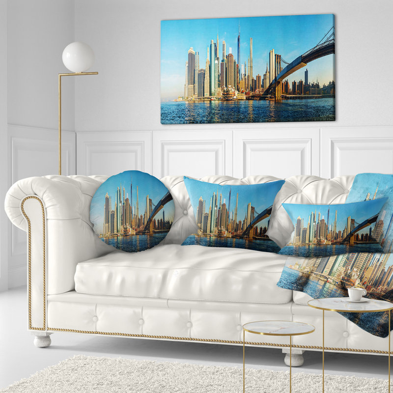 Housse et insert de coussin rectangulaire New York City with Brooklyn Bridge Cityscape, Rectangle 12" x 20"