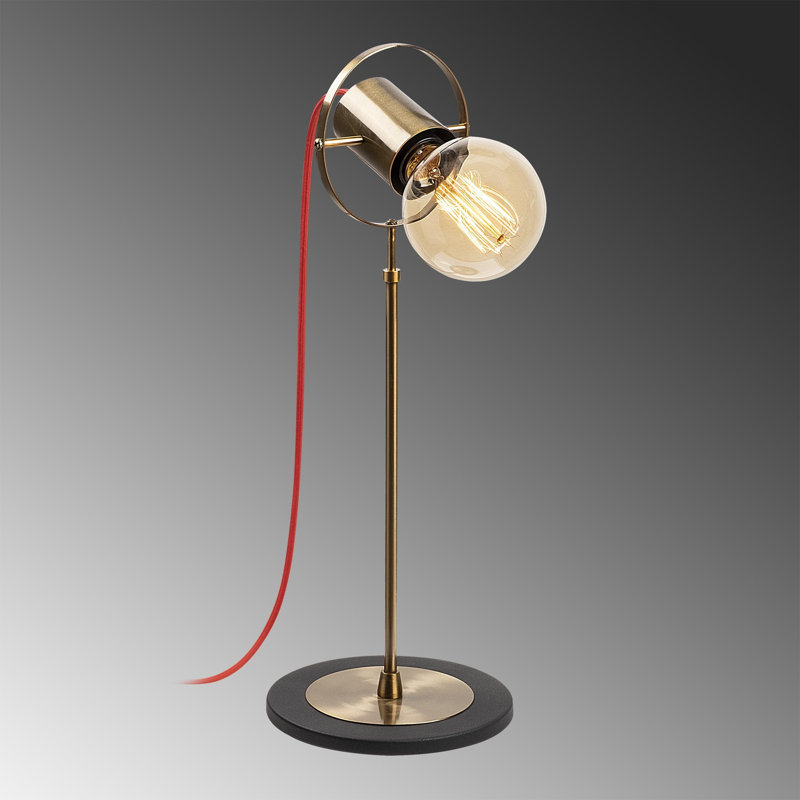 Lampe de table noire / dorée 19,29 po Aidon, Black/Gold
