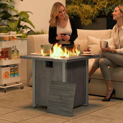 Square Propane Smokeless Fire Pit Table with Hidden Fuel Tank