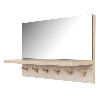 Miroir pratique et décoratif avec tablette de présentation et six crochets de rangement Kiera Grace