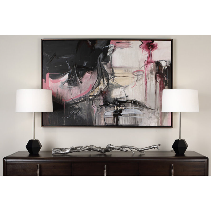 Marcel Metal Table Lamp, Polished Nickel/Matte Black