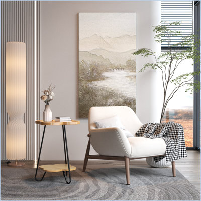 Petal-Design Wood & amp; Table basse en métal avec rangement double couche pour le salon, peu encombrante