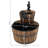 Wood Barrel Weather-Resistant Brown 2-Tier Outdoor Water Fountain with Decorative Hand Pump