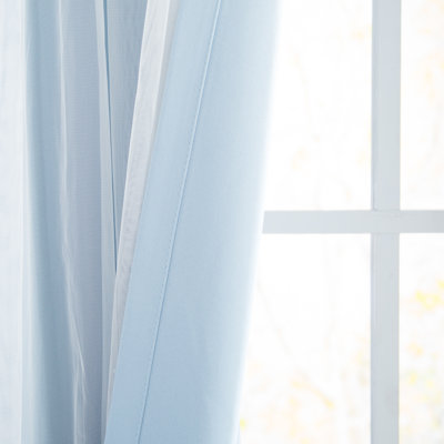 Fortuna Brockham Solid Tulle Overlay Room Darkening Grommet Curtain Panels