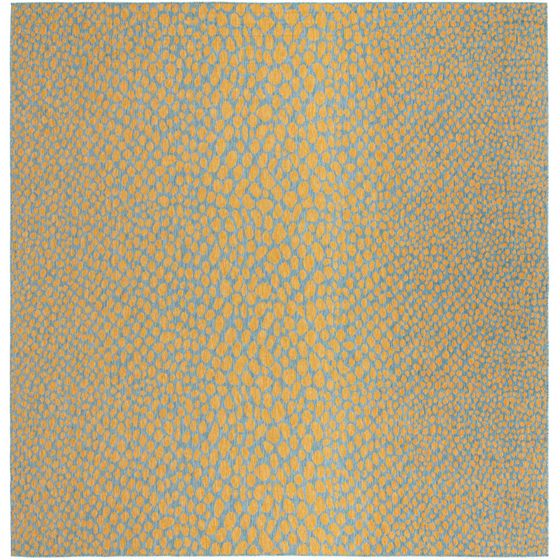 Outdoor Destiny Rug Teal-Yellow Color, Square 13'