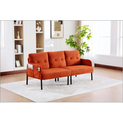 Causeuse surdimensionnée, canapé à deux places moderne et moelleux, canapé rembourré en velours côtelé, canapé de chambre confortable avec pieds en métal et poches latérales, idéal pour le salon, la chambre à coucher, un dortoir, un appartement