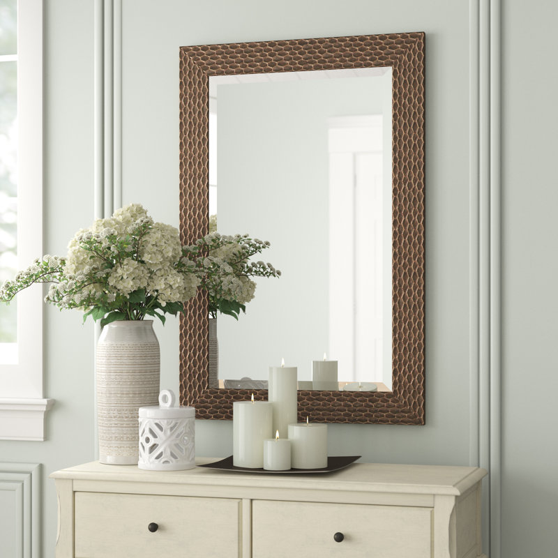 Engineered Wood Rectangle Wall Mirror, Bronze