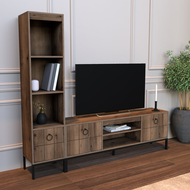 Meuble télé pour téléviseur de 65 po ou moins Huggard, Noyer