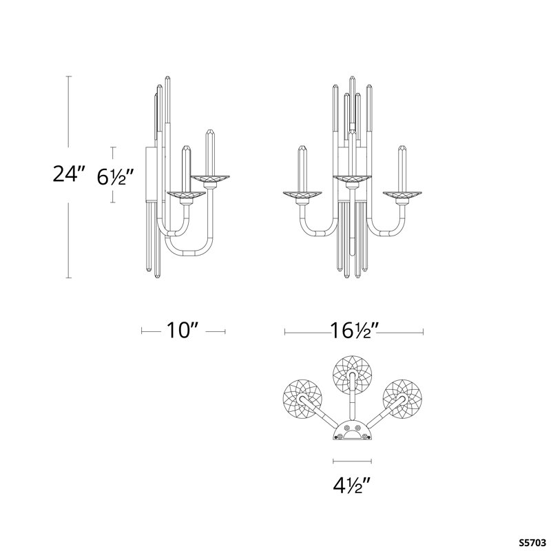 Calliope 3 Light Crystal LED Wall Sconce, Black