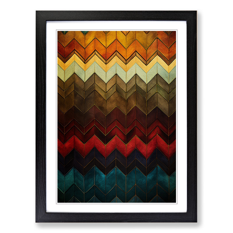 Chevrons Victorian 1 Piece Single Picture Frame Wall Art, 34cm H x 25cm W x 2cm D, Black Framed