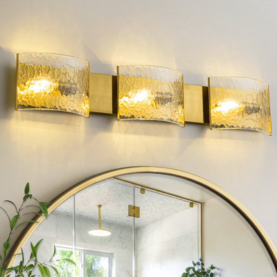 3-light Dimmable Hammered Glass Bath Bar
