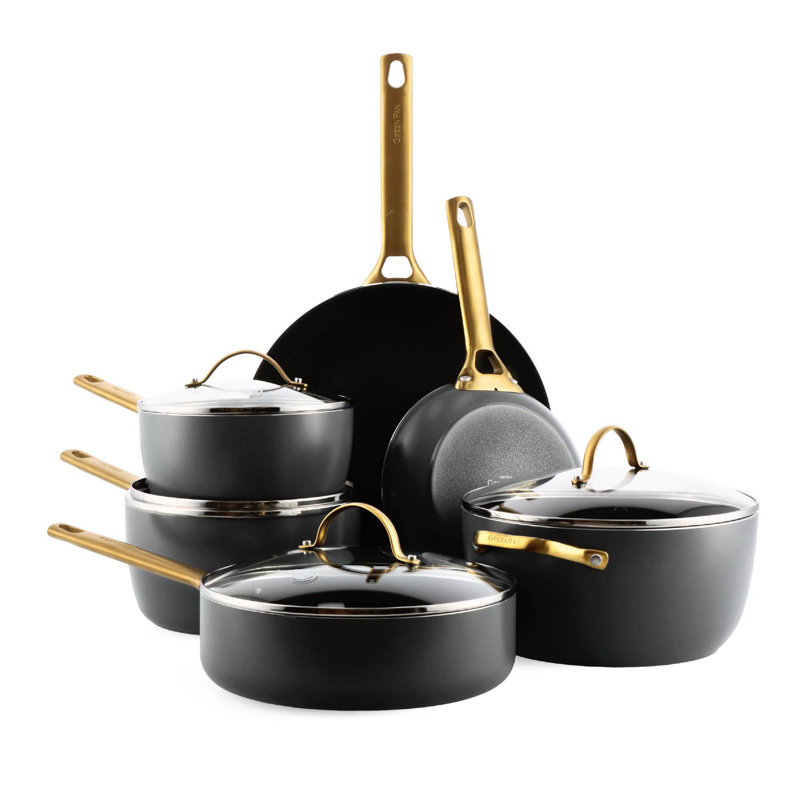 Greenpan Padova Reserve 6 Piece Set - Blush Pink, Black