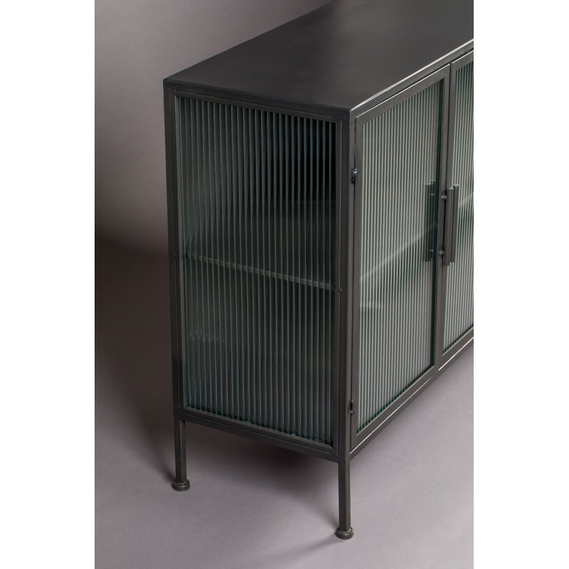 Boli 59'' Black Iron and Glass Sideboard