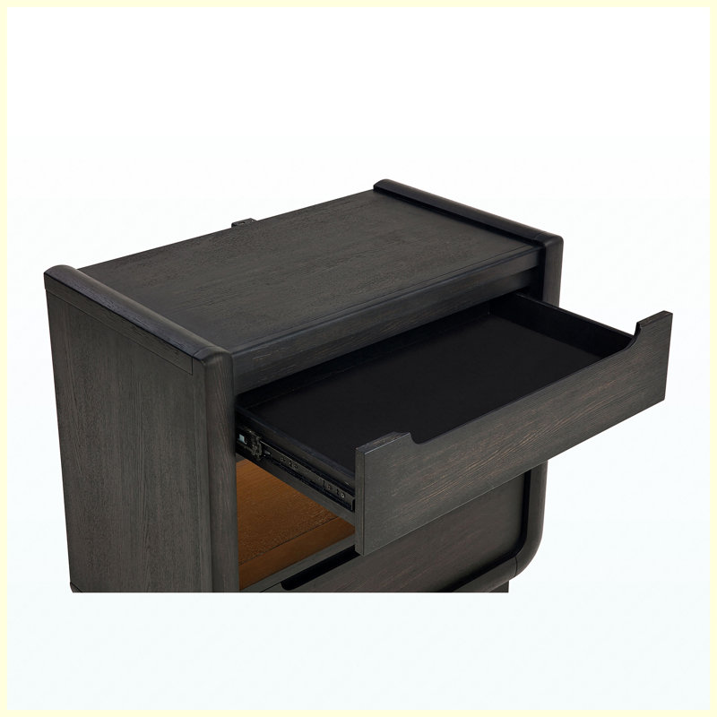 Table de chevet moderne à 2 tiroirs DEL avec ports de chargement USB et table de chevet moderne pour la chambre à coucher