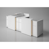 Nasly 2 Person L-Shaped Synthetic Laminate Reception Desk with Power Outlet