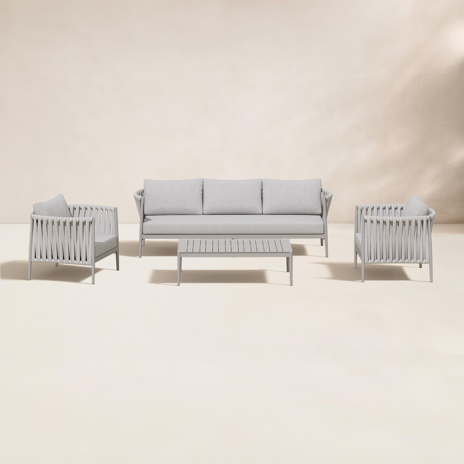 Zeke 4-Person Complete Patio Set, Beige