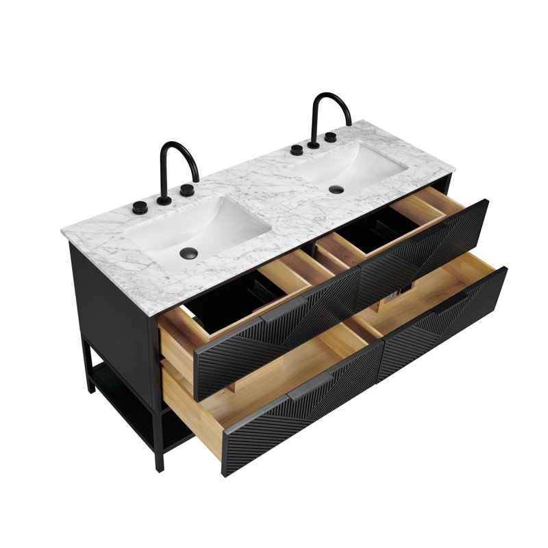 Ensemble de meuble-lavabo 60 po Diamond, Blanc / gris, Noir anthracite, Noir mat