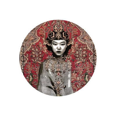 Vintage And Face Figured Round Woven Carpet