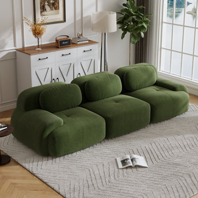 Compression Sofa, 3 Seater Sofa, Corduroy Fabric Sofa, For Living Room