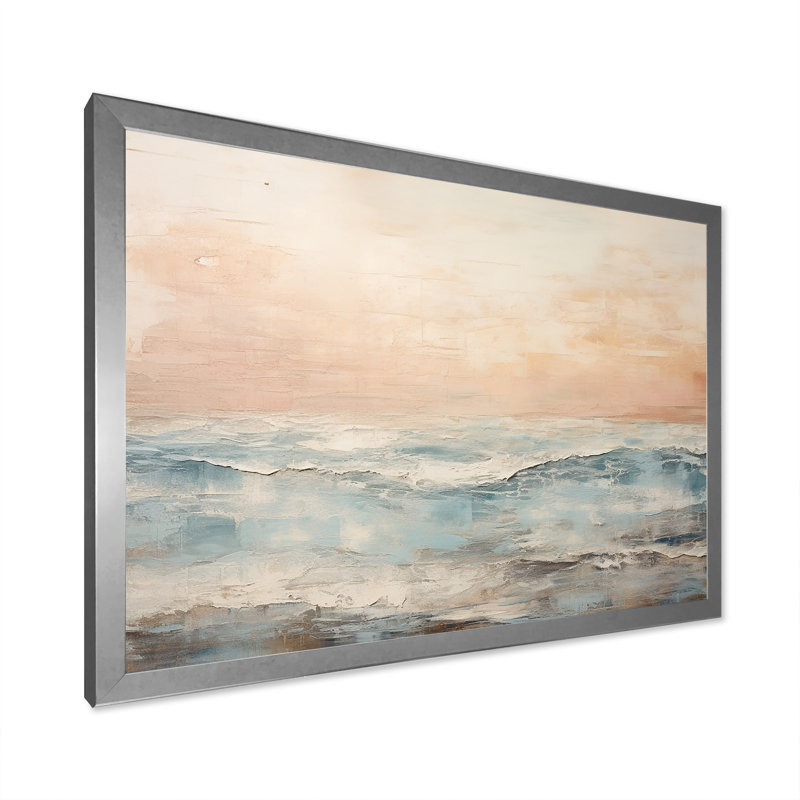 Ranieri - plage et océan, art mural sur toile, Cadre simple argenté, H 34 po x l 44 po x P 1,5 po