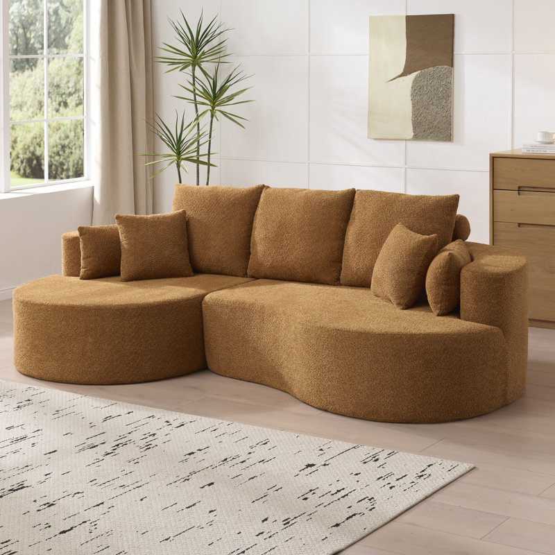 106 po Canapé modulaire courbé en tissu 2 pièces Cloud, CHAISE LUNGE, NOMAD, Chameau