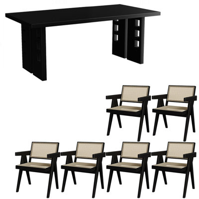 French style vintage solid wood dining table set
