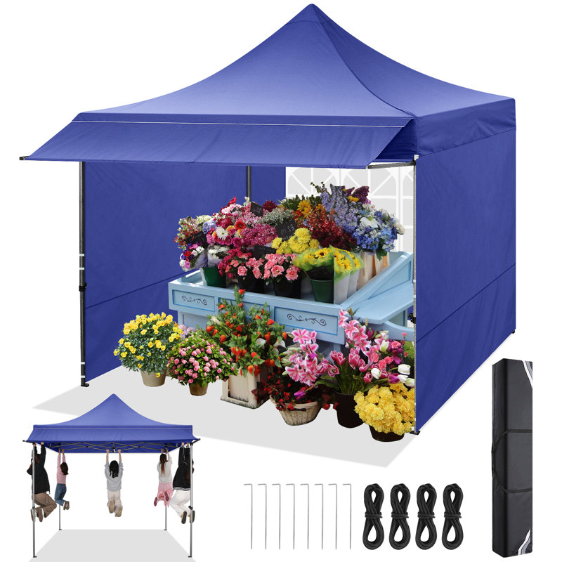 10'x10' Pop Up Canopy with Sidewalls, Dark Blue