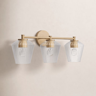 Depner 3 Light Ribbed Dimmable Vanity Light