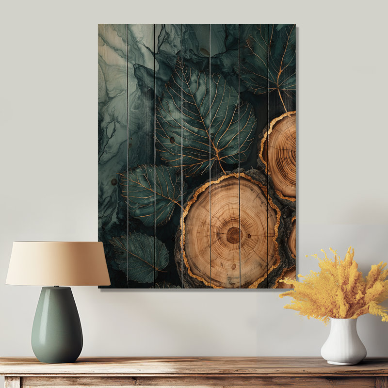 Agate, rivière des feuilles, diapositive en bois II - feuilles, art mural sur bois de pin naturel