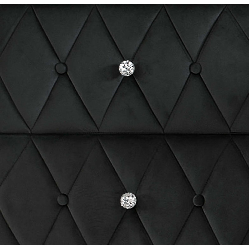 1pièce table de chevet en faux marbre à 2 tiroirs avec boutons de finition capitonnés, Noir