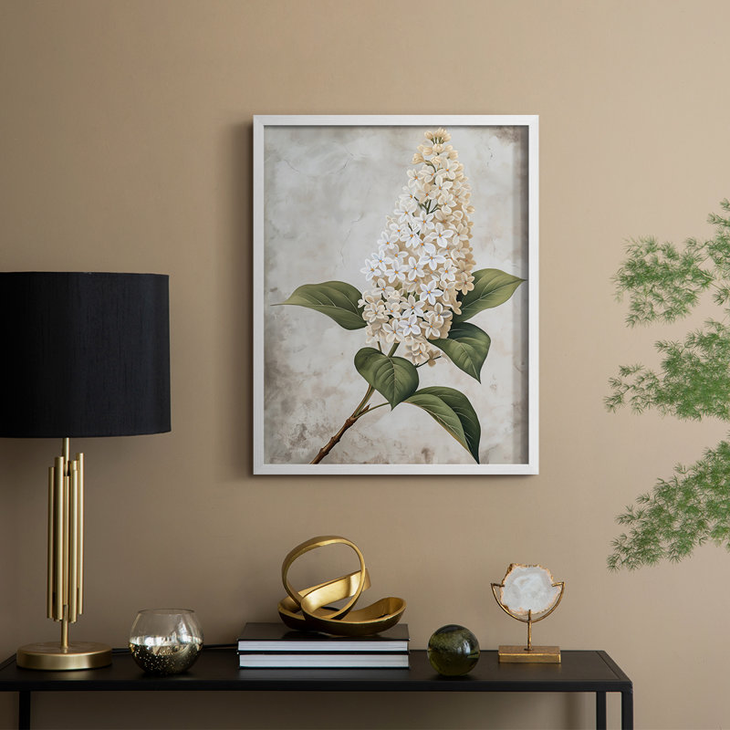 Série FLORAL CCLX - reproduction encadrée de qualité supérieure - prête à être accrochée - aucun clou requis, Blanc