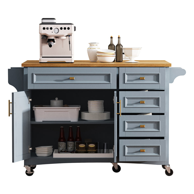 Îlot de cuisine 52 "avec abattant K&K, Bleu gris