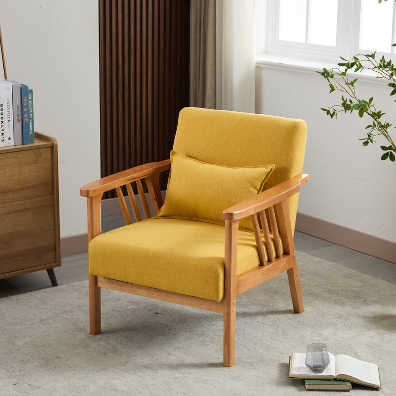 Kialie Upholstered Armchair, Yellow Linen