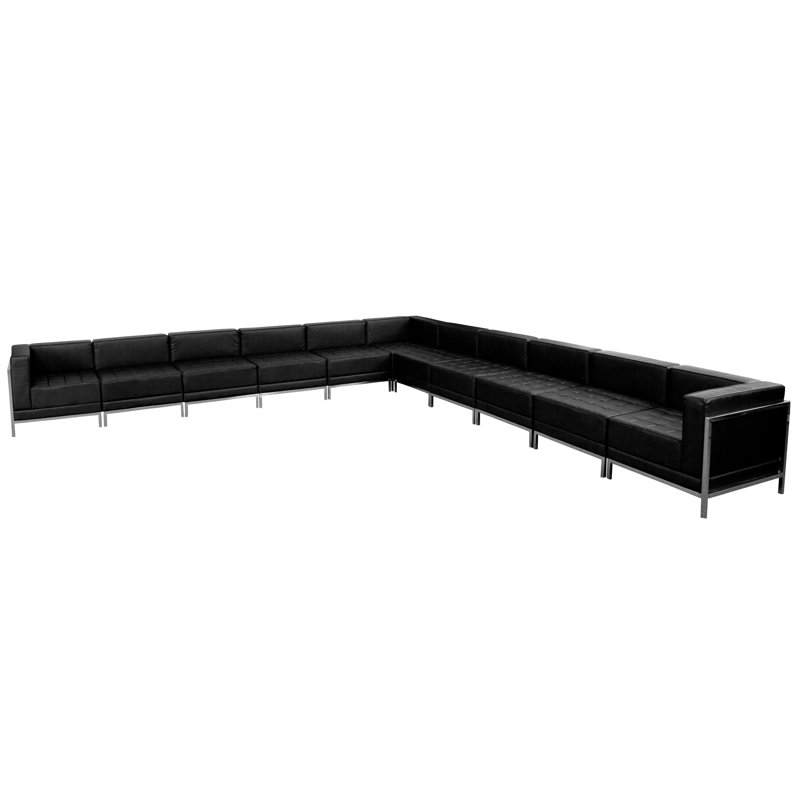 Hercules Imagination Series 11 PC LeatherSoft Modular Sectional Configuration - Stainless Steel Legs