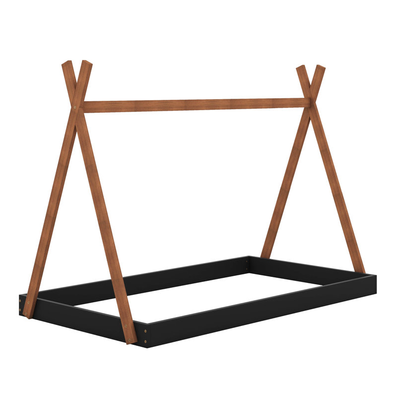 Lit simple avec structure triangulaire, Noir / brun