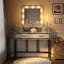 Bureau de coiffeuse 39,37 "avec miroir lumineux et 4 tiroirs-130079045