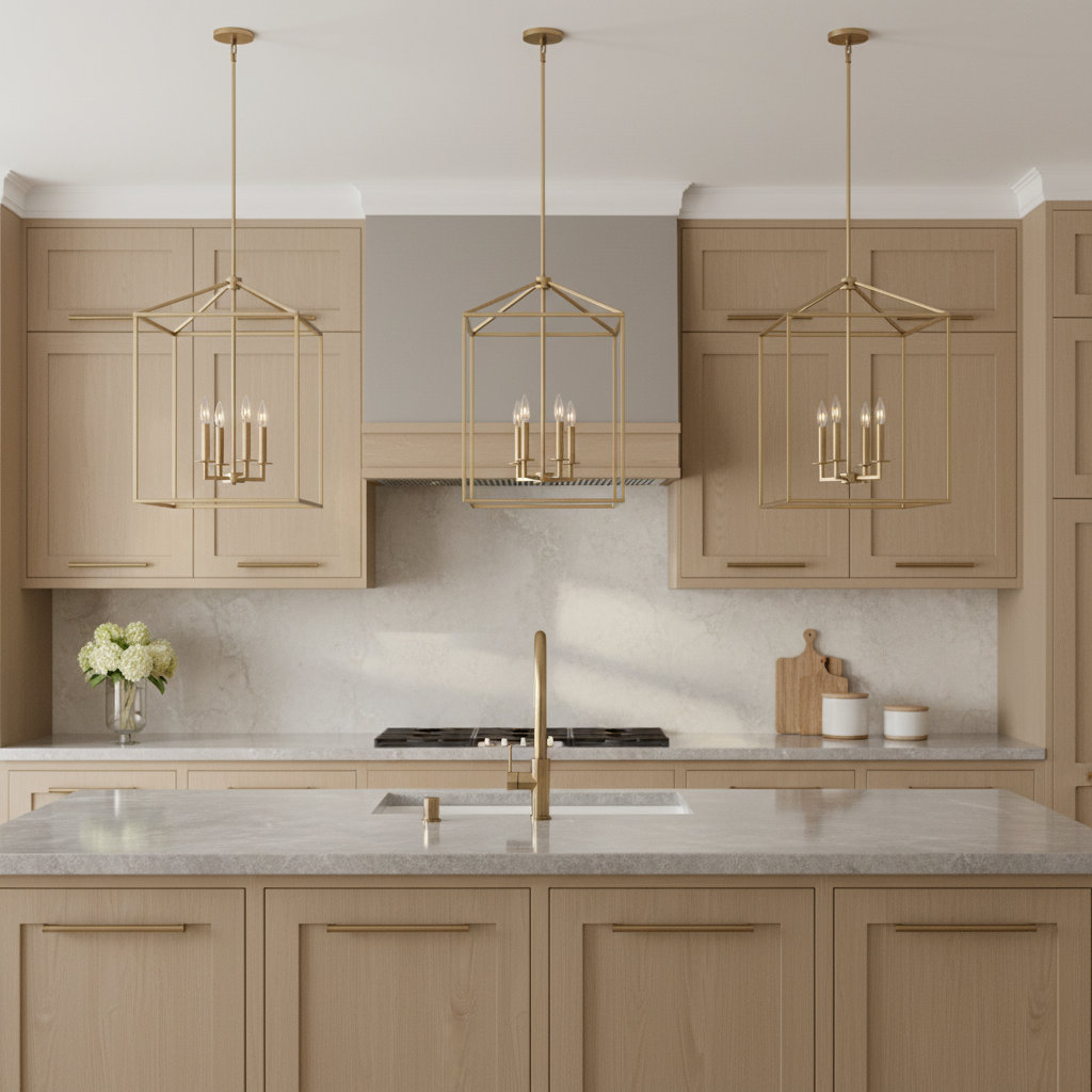 Ellis 4 - Light Dimmable Lantern Chandelier, 23.25" H x 15.5" W x 15.5" D, Satin Brass, No