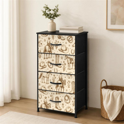 Commode à 4 tiroirs pour chambre à coucher Vintage Wild West Cowboy Hats Horses Lasso