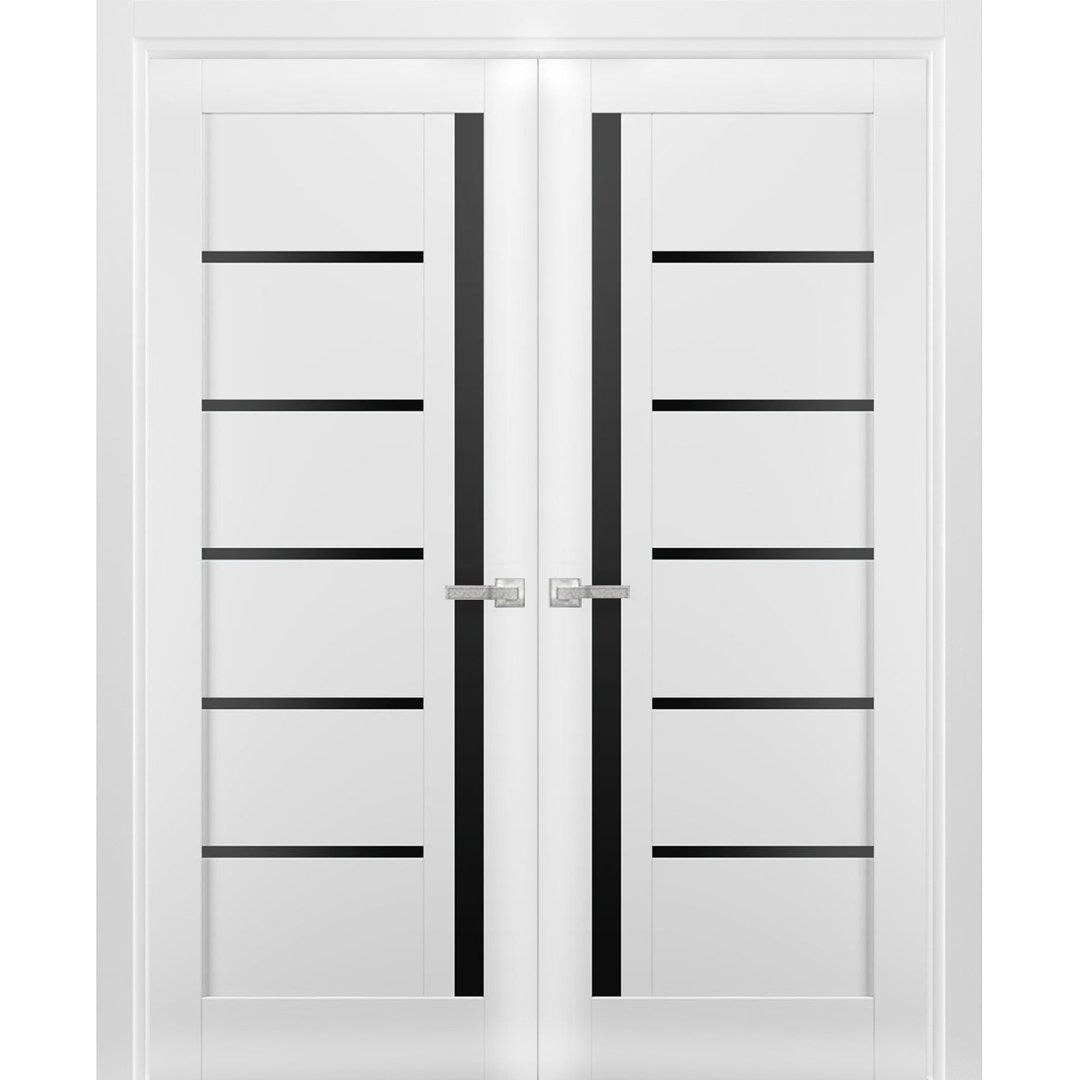 Quadro Frosted Glass Paneled Wood French Doors SARTODOORS 
