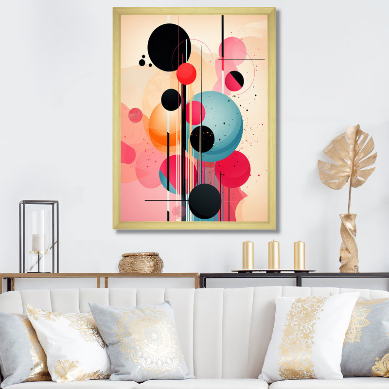 Impression sur toile géométrique rétro Serendipity, H 32 po x l 16 po x P 1 po, Encadrement doré