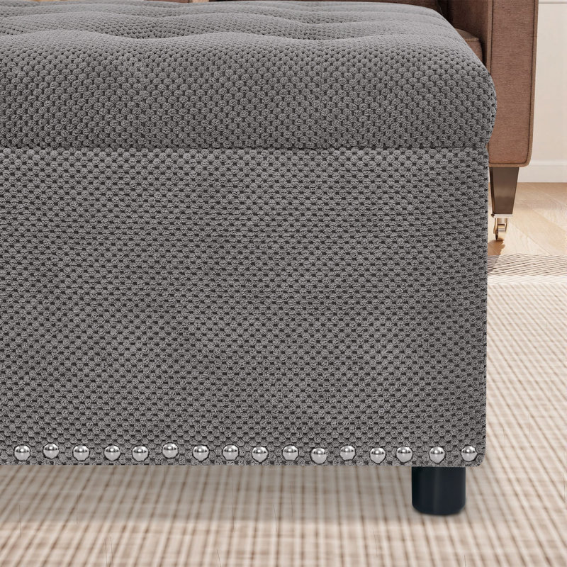 30" W Square Storage Ottoman Coffee Table, Light Gray