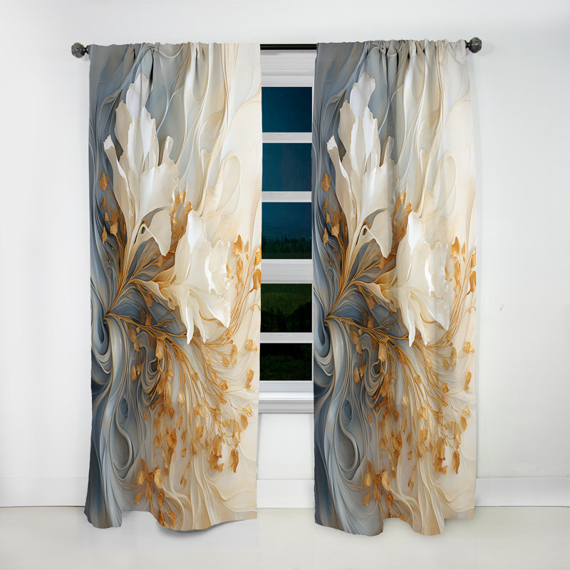 Danya - Champagne Curtain - Room Darkening Abstract Curtain - 1 Panels, 52" W x 84" L