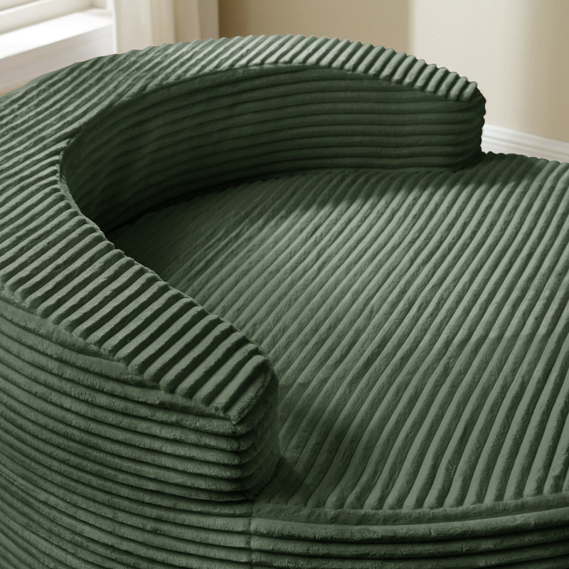 Boneless Oversized Round Chair Lounge Chaise Indoor, 55.1-Inchupholstered Corduroy Deep Seat Cloud Large Circle Sofa Chair, No Assembly Required, Round Boneless Couch For Reading, Living Room, Bedroom