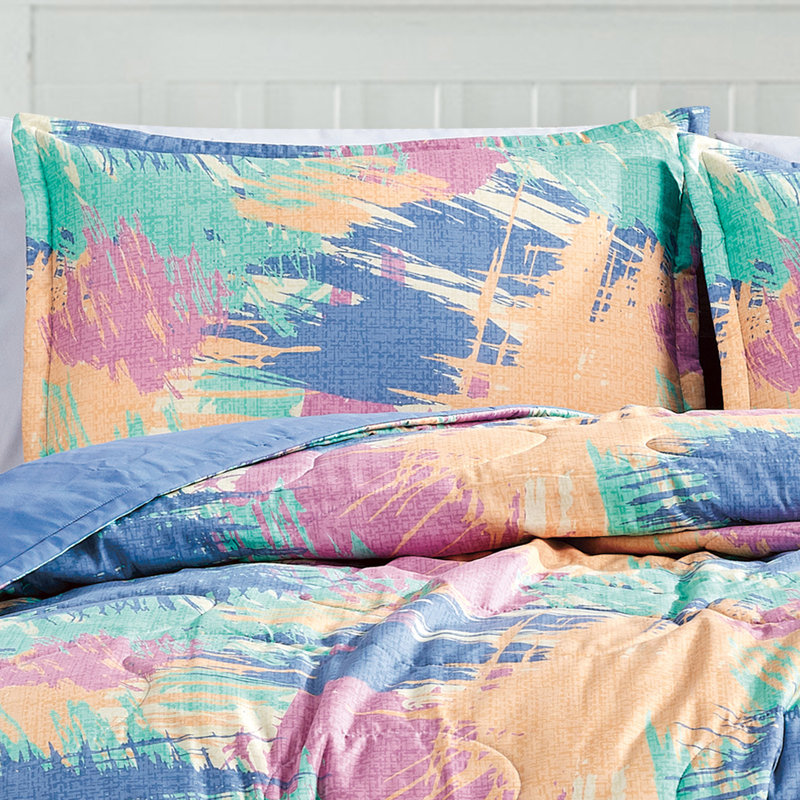 Vibrant Multicolor King Microfiber Bedspread Set with Pillow Shams