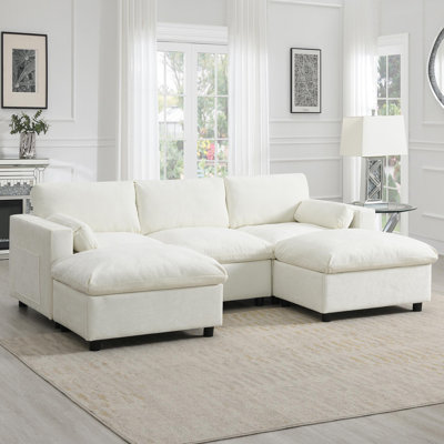 Canapé modulaire 5 pièces avec poches de rangement 86,5 po Amanollah
