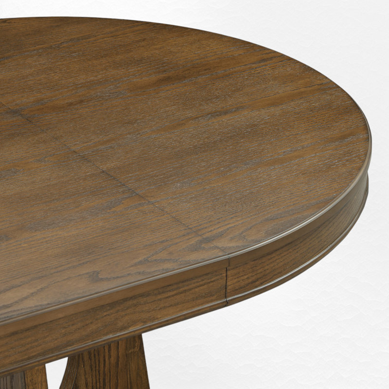 Hervey 5-Piece Retro Rustic Functional Dining Set Unique Geometric Design,Round Table Top with Leaf,dinning table set, Walnut