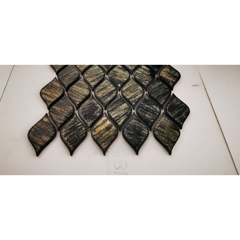 Carreau de mosaïque en porcelaine 2 po x 4 po Monet Tiffany, Noir Camille